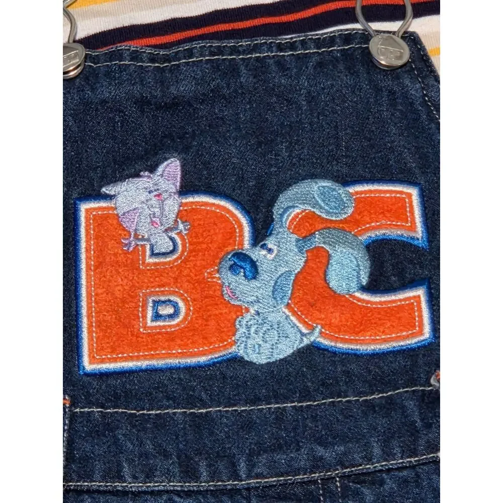 Vintage RARE Y2K Blues Clues Blue Denim Overalls & Shirt Set Embroidered Size 3T